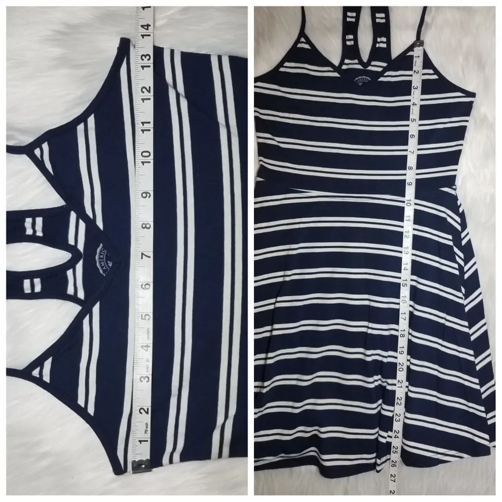 EUC|Blue Striped Racerback Skater Dress, SMALL
